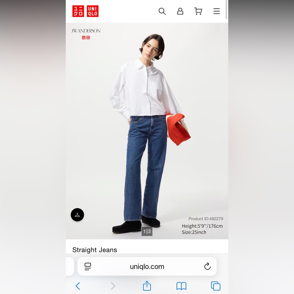 JWA Uniqlo straight Jeans 67 Blue NEW no tags but never worn
